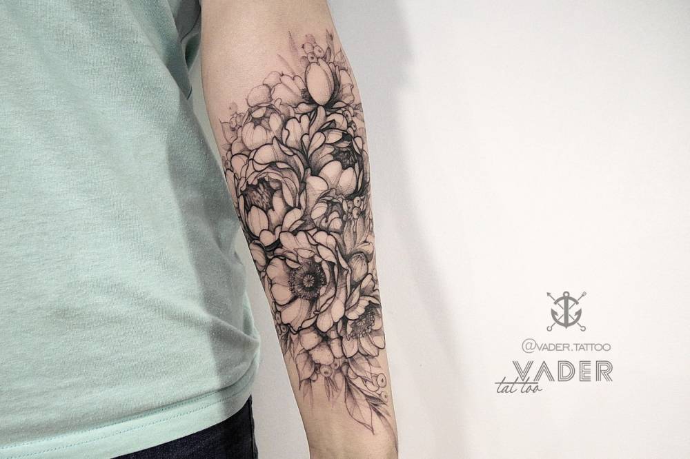 Flower Tattoos On The Left Forearm. 666_x_1000_jpg