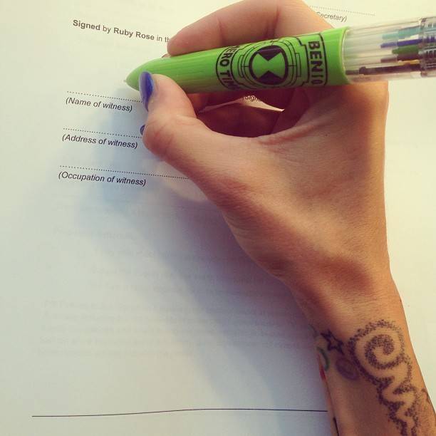 Unalome Tattoo On Ruby Rose's Right Wrist. 612_x_612_jpg