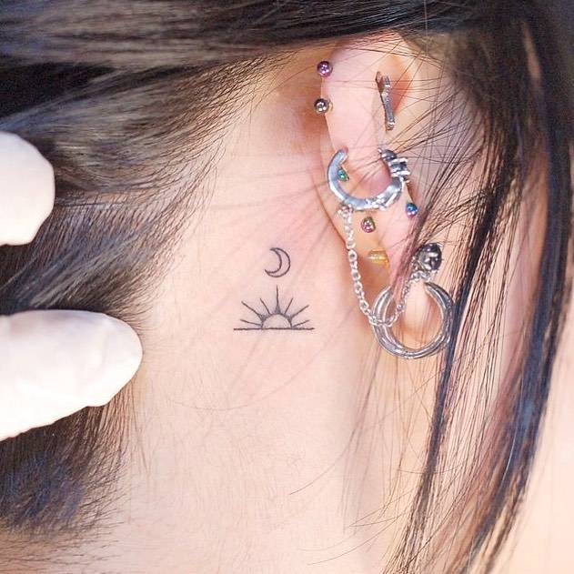 Minimalist Sun And Moon Tattoo Behind The Ear 631_x_631_jpg