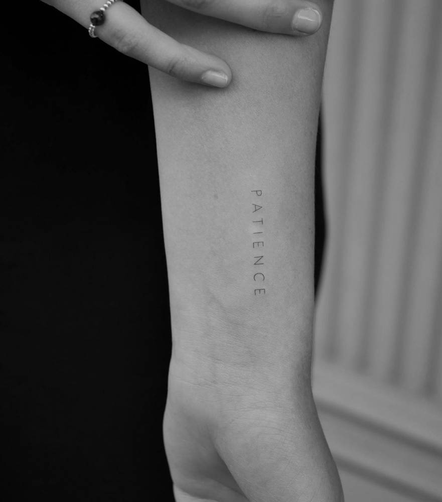 Patience" Lettering Tattoo On The Wrist 1000_x_881_jpg