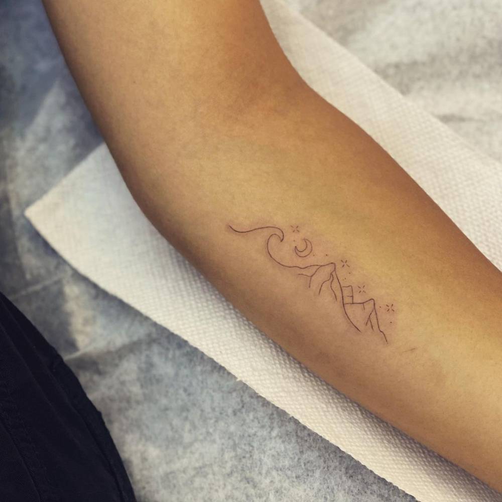 Mountain And Wave Tattoo On The Inner Forearm 1000_x_1000_jpg