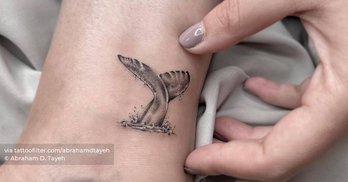 Micro-Realistic Whale Tail Tattoo On The Ankle. 628_x_1200_jpg