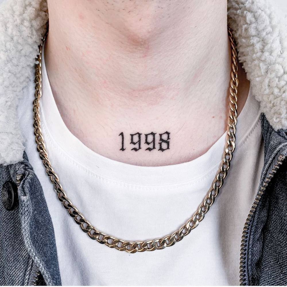 1998" Lettering Tattoo On The Neck. 1000_x_1000_jpg