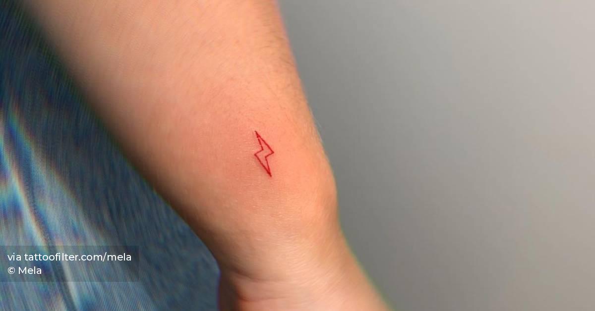 Minimalist Lighting Bolt Tattoo In Red Ink. 628_x_1200_jpg