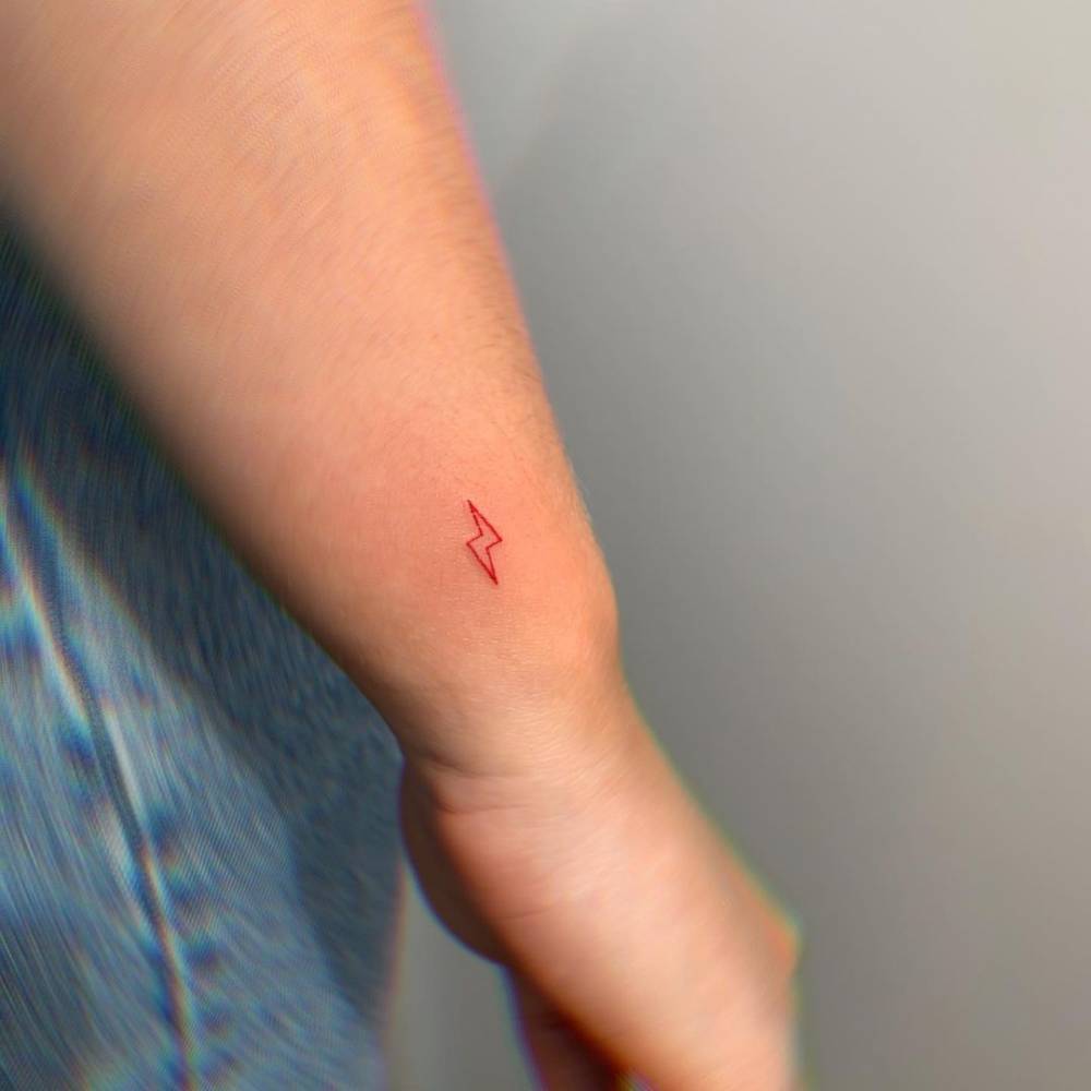 Minimalist Lighting Bolt Tattoo In Red Ink. 1000_x_1000_jpg