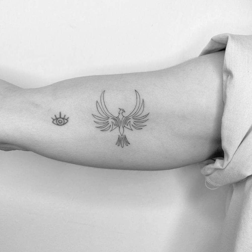 Fine Line Phoenix Tattoo On The Inner Arm. 1000_x_1000_jpg