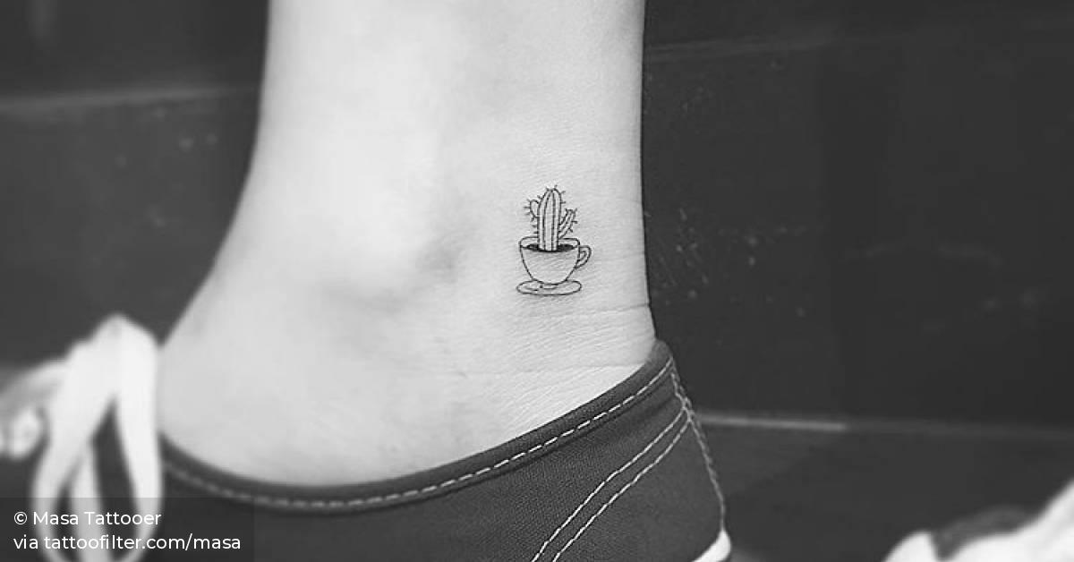 Cactus Coffee Cup Tattoo On The Ankle. 628_x_1200_jpg