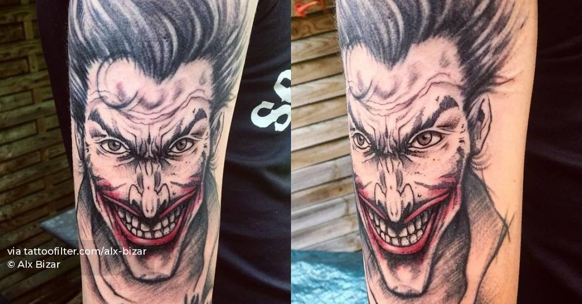 Sketch Work The Joker Tattoo On The Upper Arm. 628_x_1200_jpg