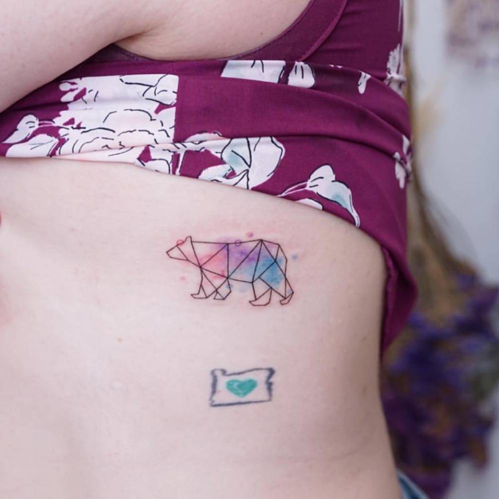 Watercolor Polar Bear Tattoo On The Rib. 1000_x_1000_jpg