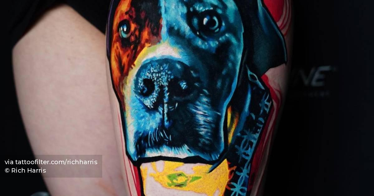 Dog Portrait Tattoo On The Thigh. 628_x_1200_jpg