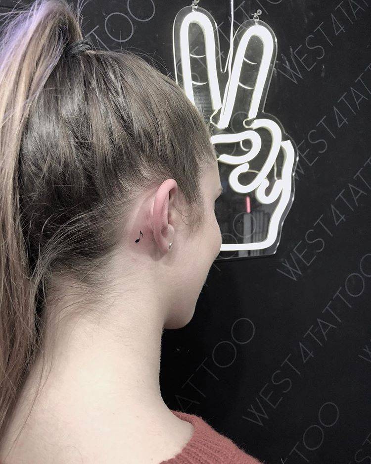 Minimalist Music Note Tattoo Behind The Right Ear. 937_x_750_jpg