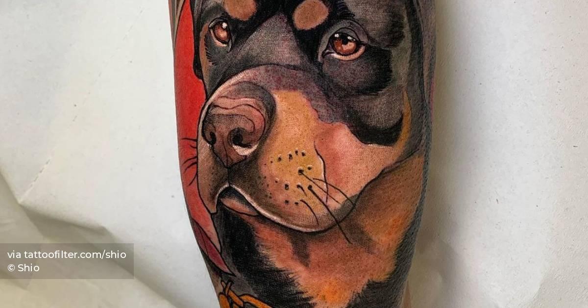 Neotraditional Rottweiler Portrait Tattoo On The Inner 628_x_1200_jpg
