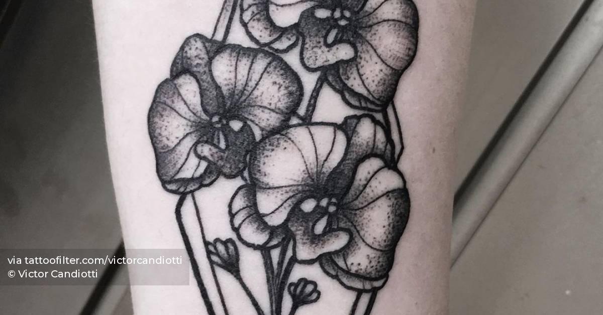 Blackwork Orchid Tattoo On The Inner Forearm. 628_x_1200_jpg