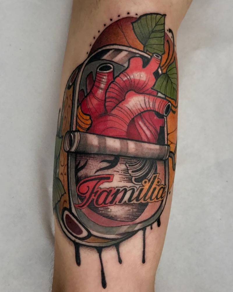 Neotraditional Canned Heart Tattoo On The Inner Arm. 1000_x_800_jpg