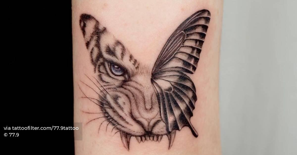 Tiger/Butterfly Tattoo On The Tricep. 628_x_1200_jpg