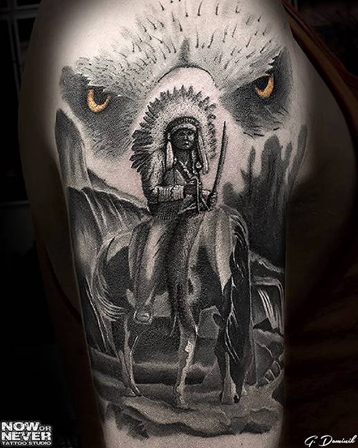 Native American Realistic Tattoo