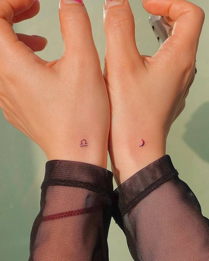 Minimalist Libra Symbol And Moon Tattoo On The Wrist. 1000_x_800_jpg