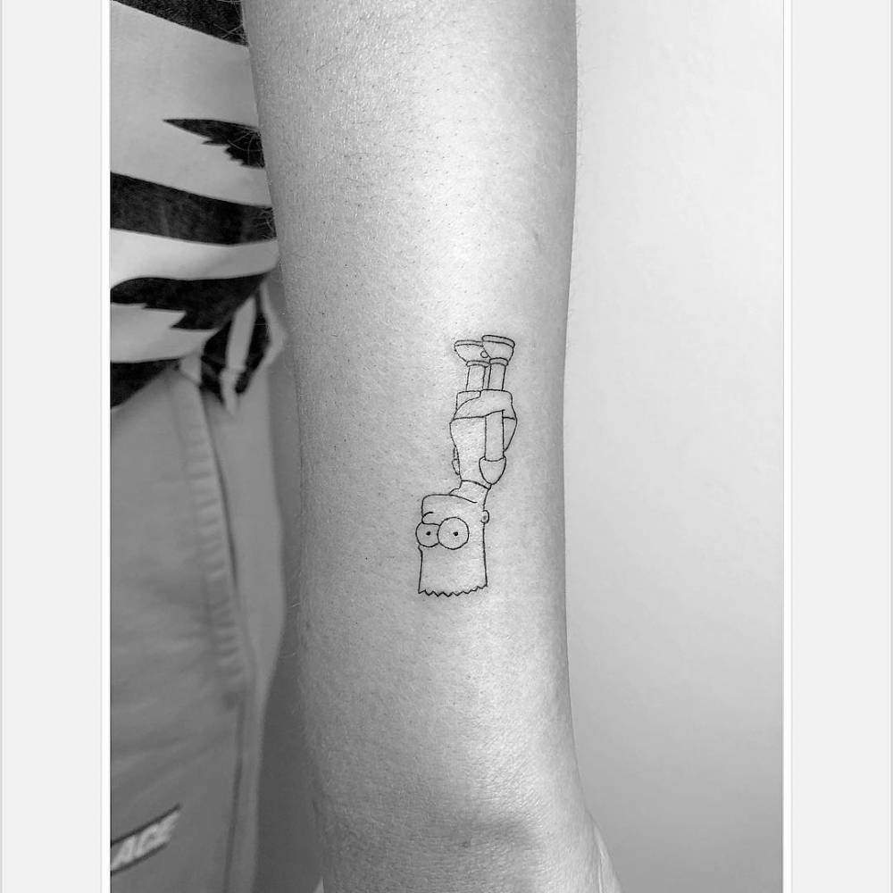 Fine Line Bart Simpson Tattoo On The Wrist. 1000_x_1000_jpg