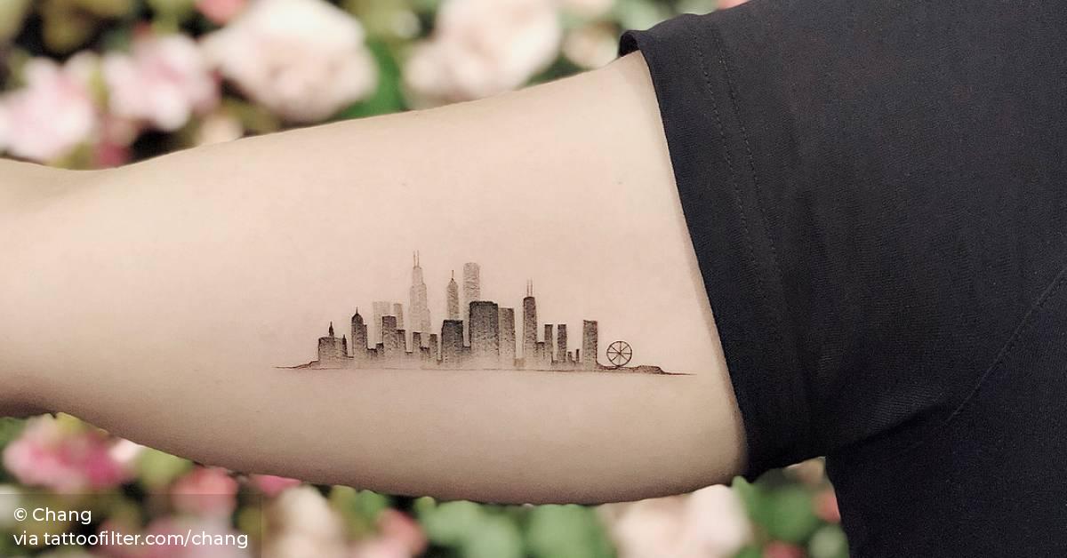 Chicago Skyline Tattoo On The Inner Forearm. 628_x_1200_jpg