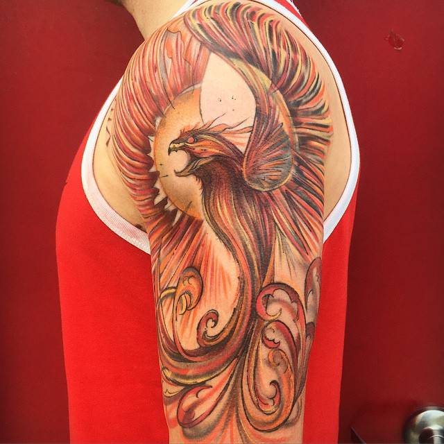 Phoenix Tattoo On The Left Upper Arm. 640_x_640_jpg