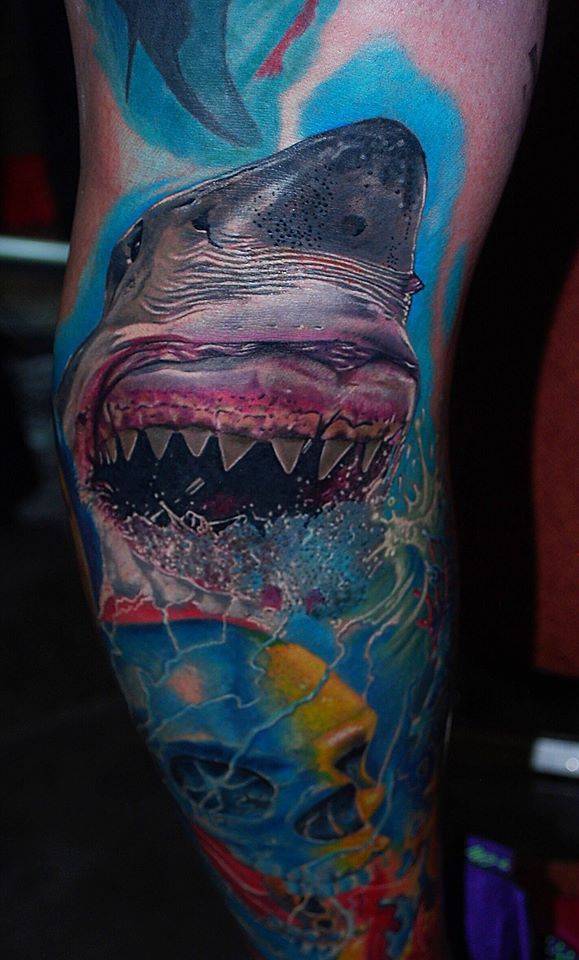 Realistic Shark Tattoo On The Right Leg. Tattoo Of The 960_x_579_jpg