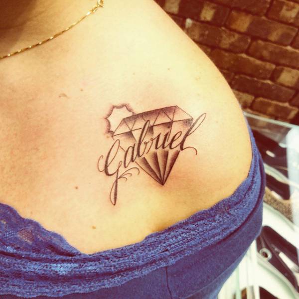 Shoulder Tattoo Of A Diamond Together With The Name 600_x_600_jpg