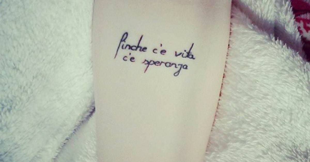 Inner Forearm Tattoo Saying "Finché C'è Vita C'è 628_x_1200_jpg