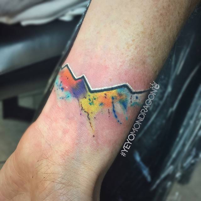 Abstract Mountain Range Tattoo On The Right Wrist. 640_x_640_jpg