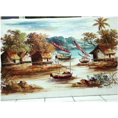 Jual Lukisan Pemandangan Pantai Dan Nelayan Indonesia|Shopee Indonesia 403_X_403_jpg
