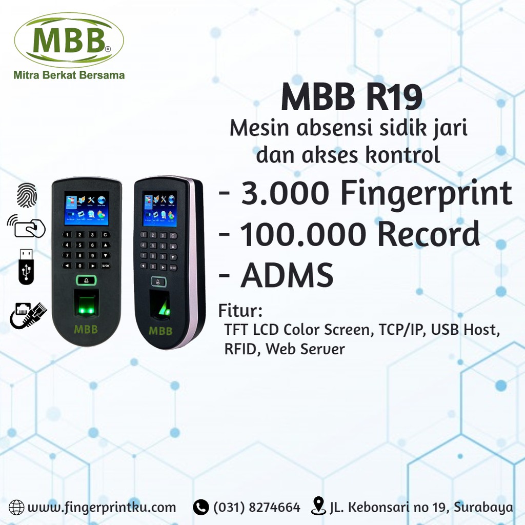Paket Door Lock Dan Mesin Absensi Fingerprint Rfid Termurah Support ADMS  MBB R19 | Shopee Indonesia