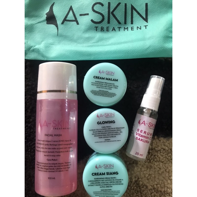 A-Skin Treatment Paket GLOWING + serum vit c tanpa toner | Shopee Indonesia