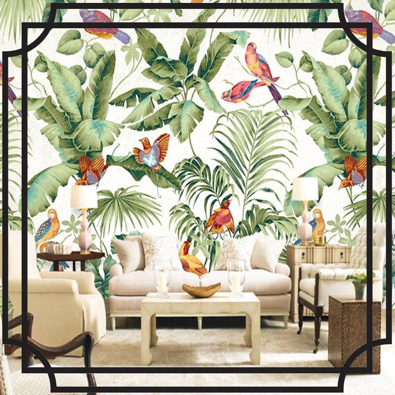 Jual Kertas Dinding Kustom Lukisan Wallpaper Gaya Eropa Hutan Hujan Tropis Bunga Burung Penutup Ruang Tam Indonesia|Shopee Indonesia 800_X_800_jpg