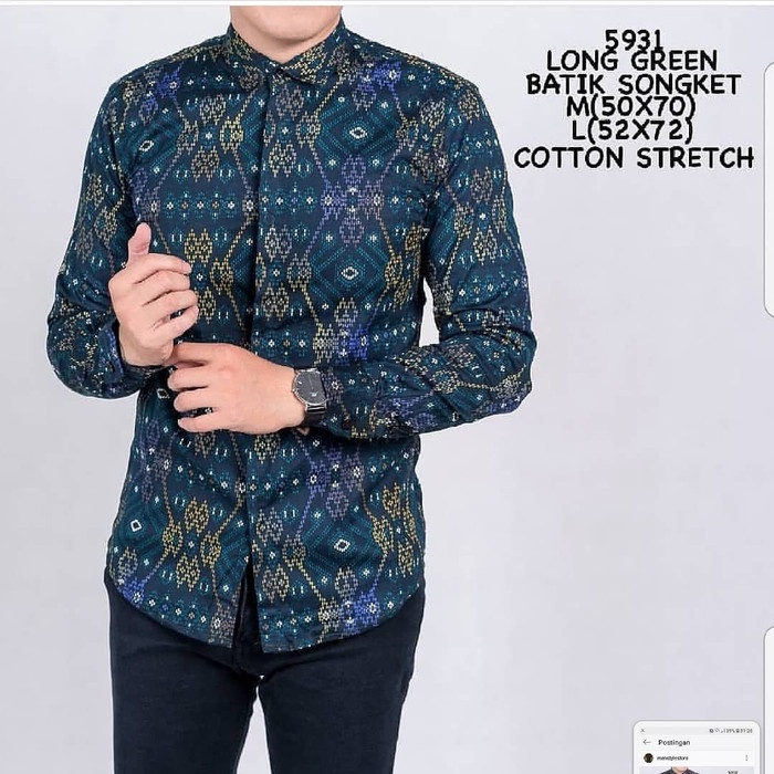 KEMEJA PRIA PREMIUM/KEMEJA PRIA WANITA kemeja pria | kemeja batik songket  panjang tosca - Hija VY357 | Shopee Indonesia