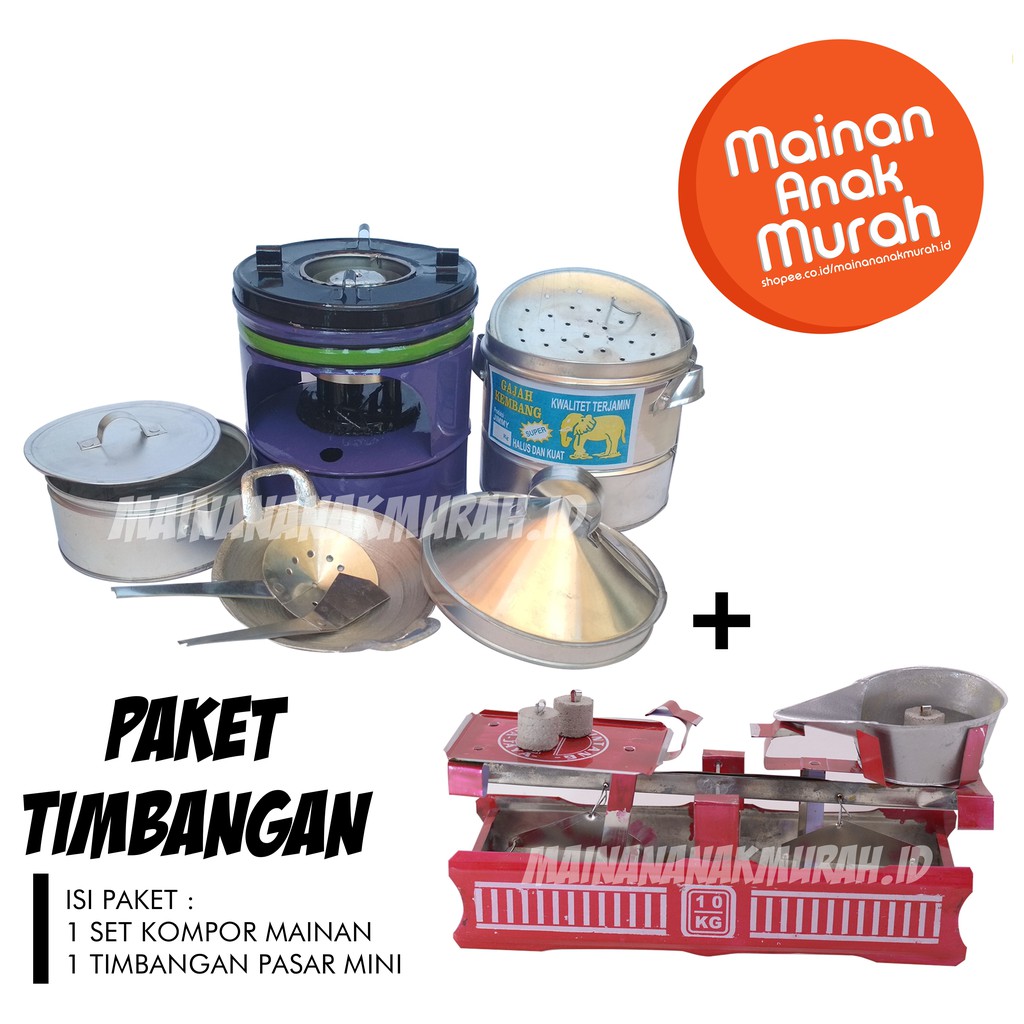 Paket Timbangan Kompor Mainan Mini Timbangan Pasar / Set Masak Masakan  Tradisional Jadul Minyak | Shopee Indonesia