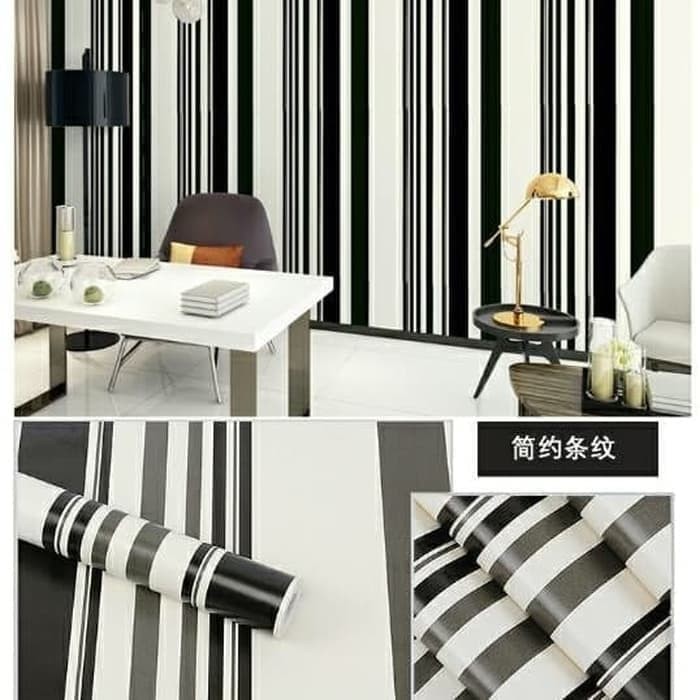 Jual Wallpaper Dinding Garis Salur Hitam Putih Walpaper Sticker Kamar Ruang Tamu Dapur Rumah Minimalis Indonesia|Shopee Indonesia 700_X_700_jpg