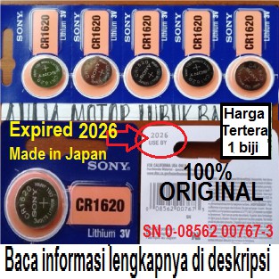 Baterai Batre Battery remot Remote Alarm Mobil Original Sony Lithium CR1620  CR 1620 Universal | Shopee Indonesia