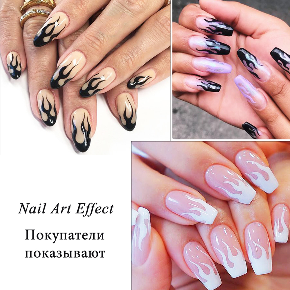 Lucky Stiker Kuku 3d Motif Api Warna Emas / Putih / Hitam Untuk Nail Art /  Manicure Diy | Shopee Indonesia