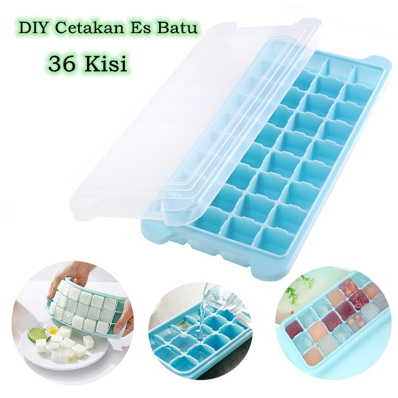 DIY Cetakan Es Batu Silikon Dengan Tutup Baki Cetakan Es Batu dengan  Tutupan 36 Kisi Bahan Silikon | Shopee Indonesia