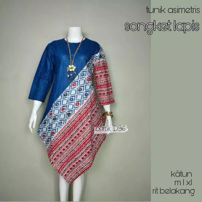 Jual tunik batik atasan blouse baju modern kain songket m l xl jumbo pesta  Indonesia|Shopee Indonesia