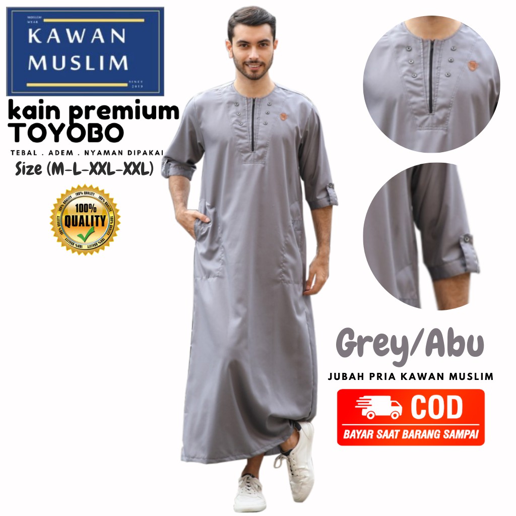 TY68U Jubah Gamis Pria Lengan Pendek Kawan Muslim Arkaan Adem Bahan Katun  Toyobo Premium | Shopee Indonesia