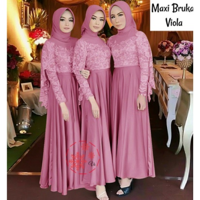 Jual Baju Gamis Muslim Terbaru 2021 2022 Model Baju Pesta Wanita kekinian  Bahan Brokat Kondangan remaja Indonesia|Shopee Indonesia