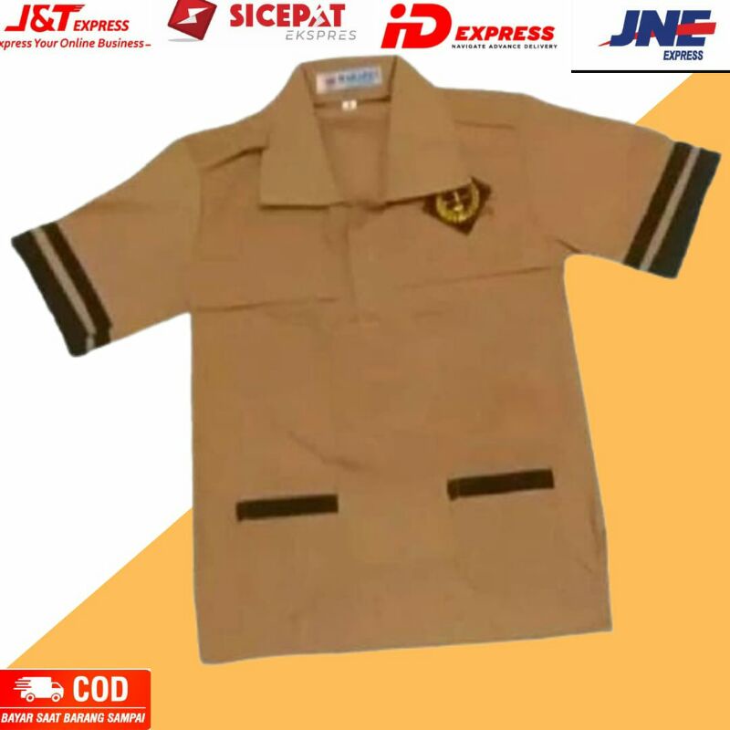 Jual seragam sekolah baju coklat kombinasi lengan pendek Indonesia|Shopee  Indonesia