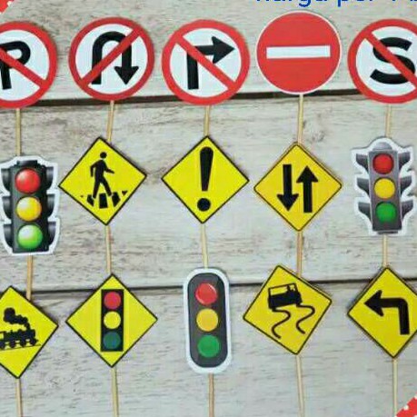 Topper cake hiasan kue ulang tahun motif rambu lalu lintas | Shopee  Indonesia