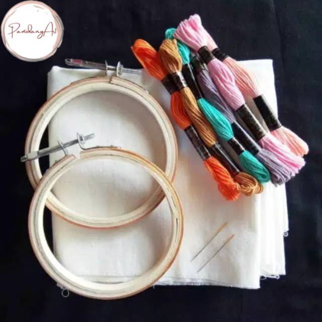 Paket sulam / menyulam (kain blacu, jarum, benang sulam, midangan) | Shopee  Indonesia