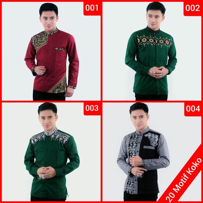 Kemeja koko batik pria lengan panjang baju muslim bukan gamis jasko |  Shopee Indonesia