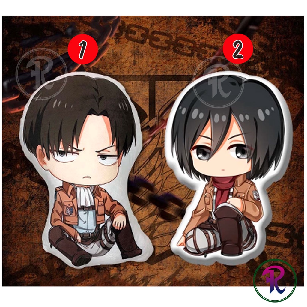 Bantal Karakter Attack On Titan Levi dan Mikasa Custom NAMA | Shopee  Indonesia