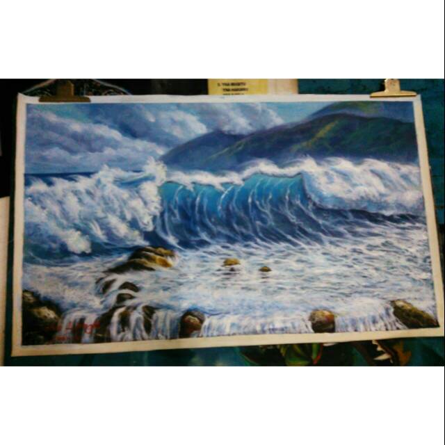 LUKISAN OMBAK LAUT SBL0418 | Shopee Indonesia