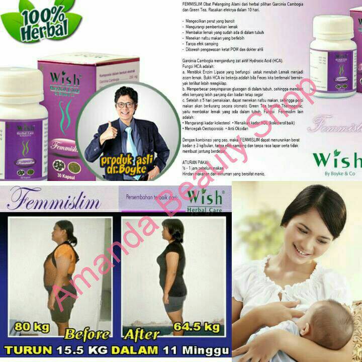 FEMMISLIM (PELANGSING AMAN UNTUK IBU MENYUSUI / ASI ) DR. BOYKE WISH ORI !!  | Shopee Indonesia