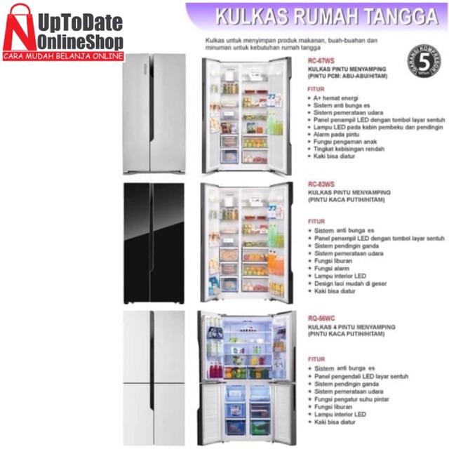 KULKAS SIDE BY SIDE GEA RC-67WS TOUCH SCREEN | Shopee Indonesia