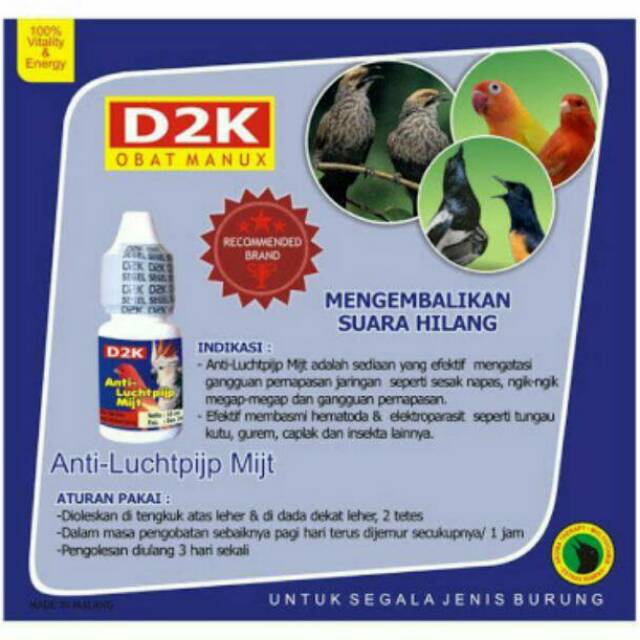 Jual D2K Anti Luchtpijp Mijt Obat Sesak Napas Serak Burung, Suara Hilang  Indonesia|Shopee Indonesia
